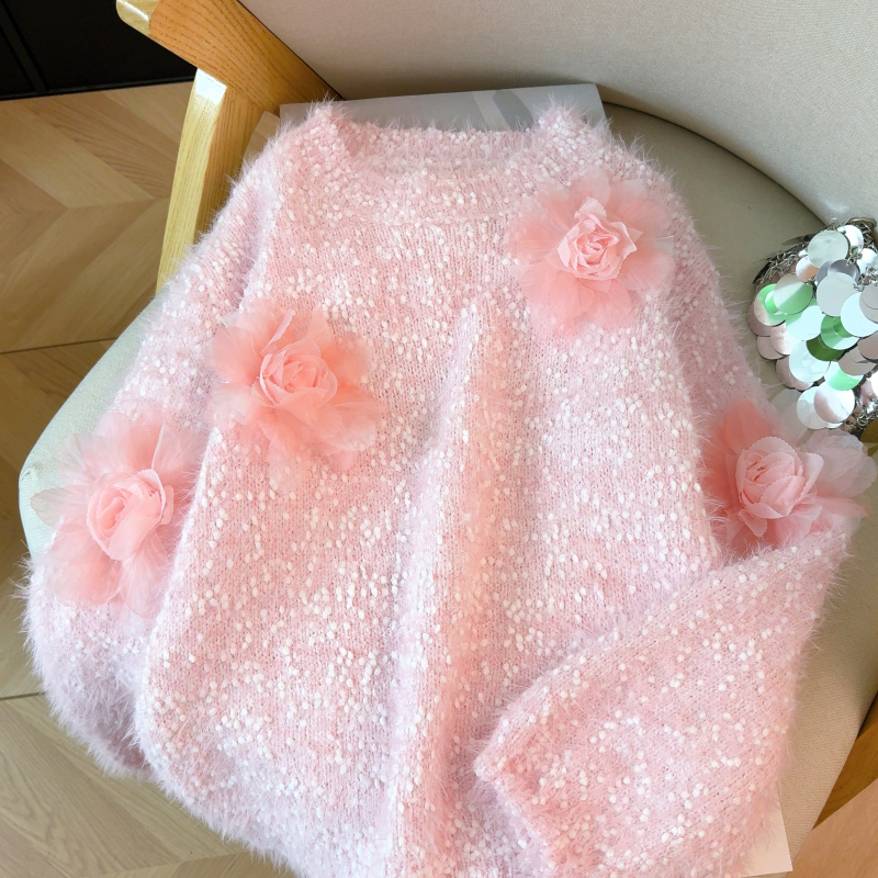 Show young bottoming shirt flowers sweater for women