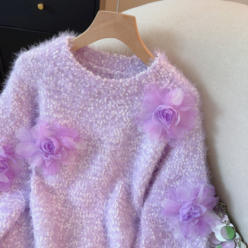 Show young bottoming shirt flowers sweater for women