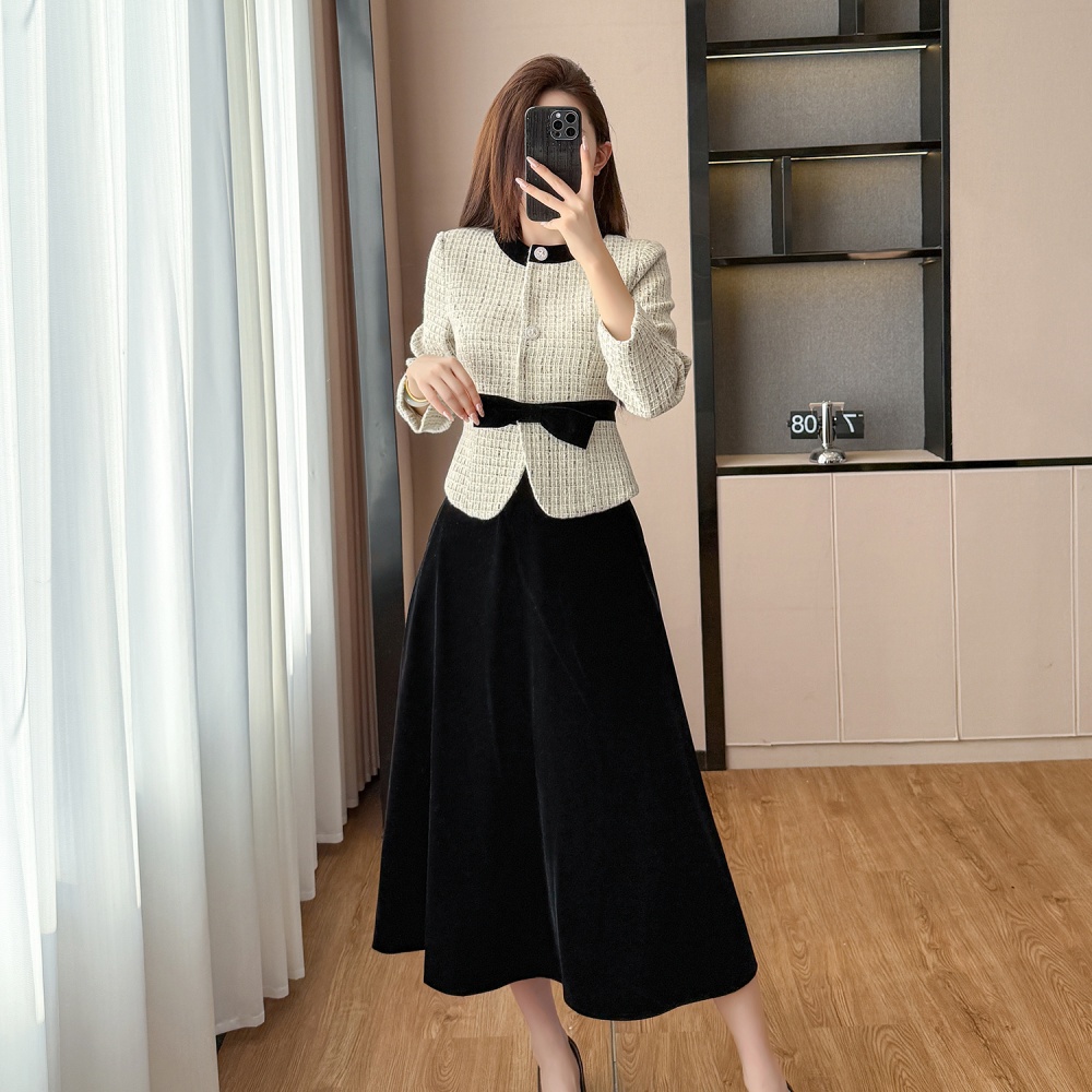 Chanelstyle wool coat temperament short skirt a set