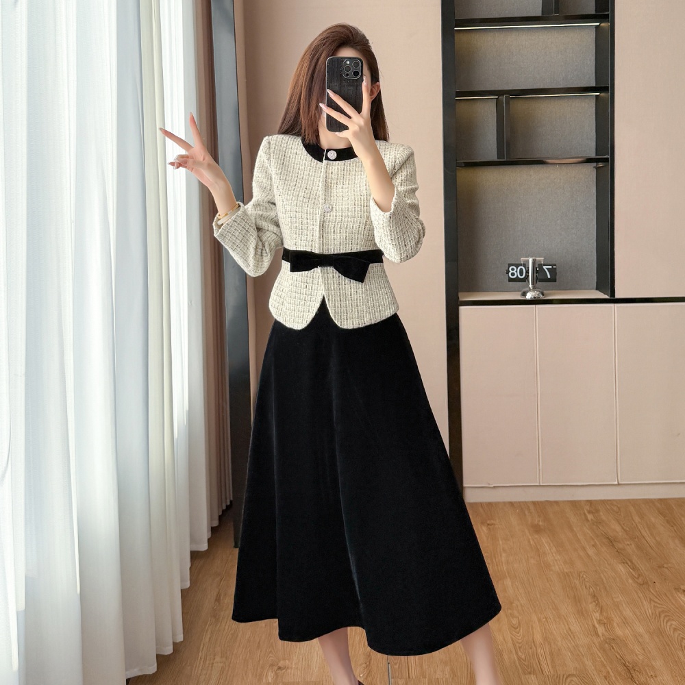 Chanelstyle wool coat temperament short skirt a set