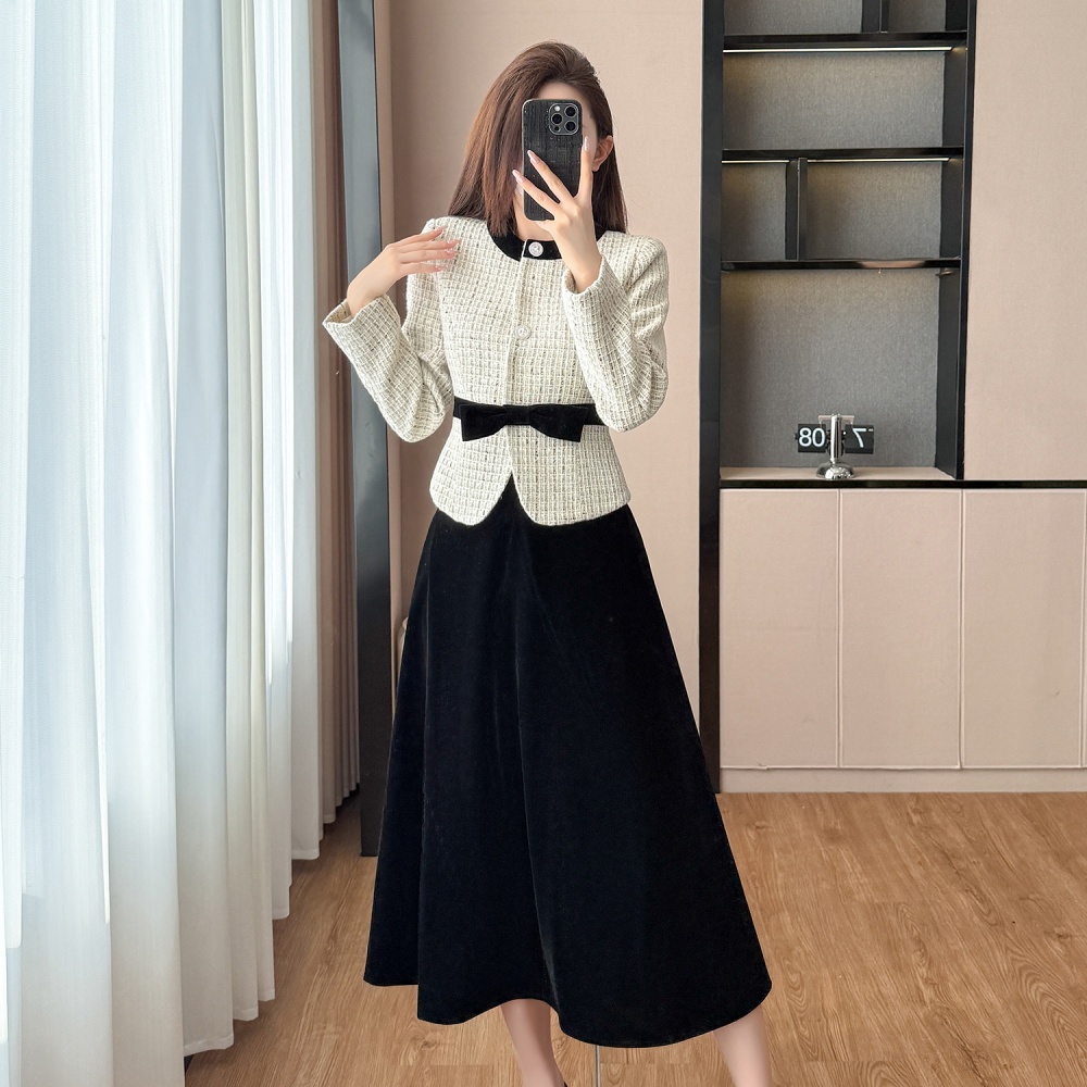 Chanelstyle wool coat temperament short skirt a set