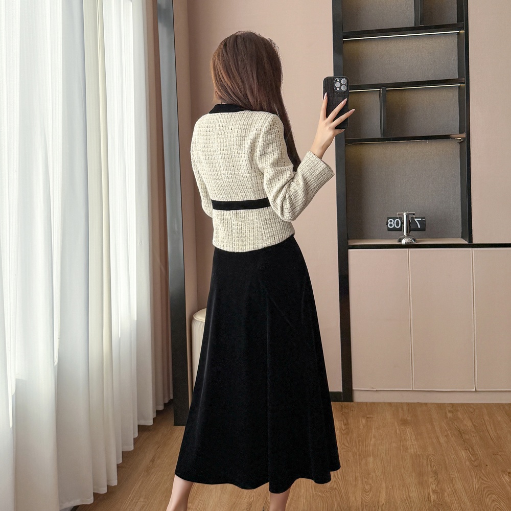 Chanelstyle wool coat temperament short skirt a set