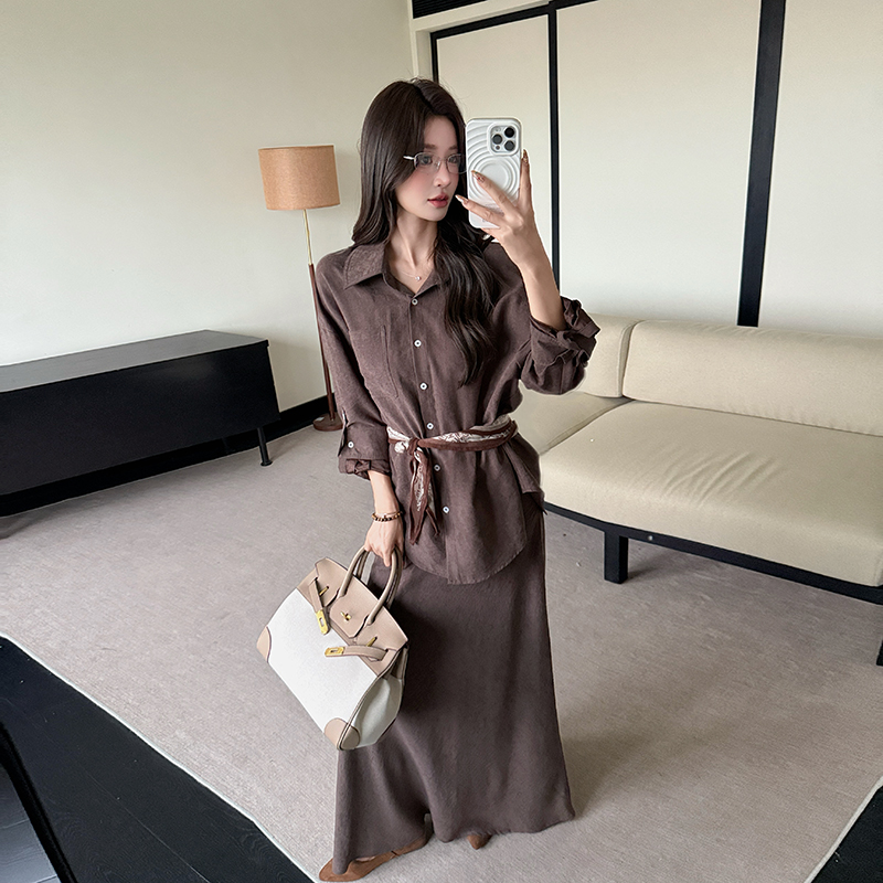 Loose A-line shirt with scarves scarves 3pcs set