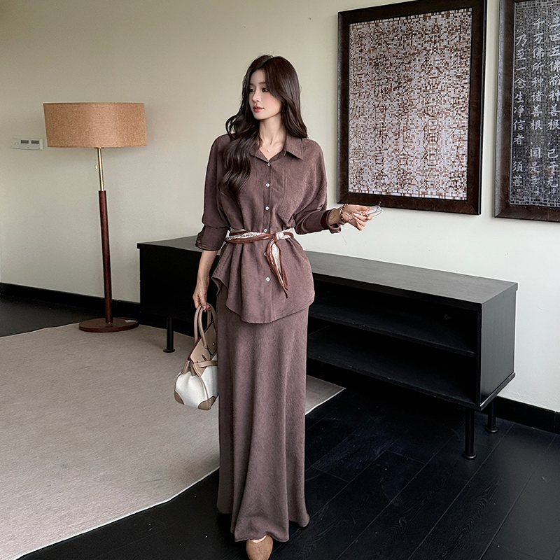 Loose A-line shirt with scarves scarves 3pcs set