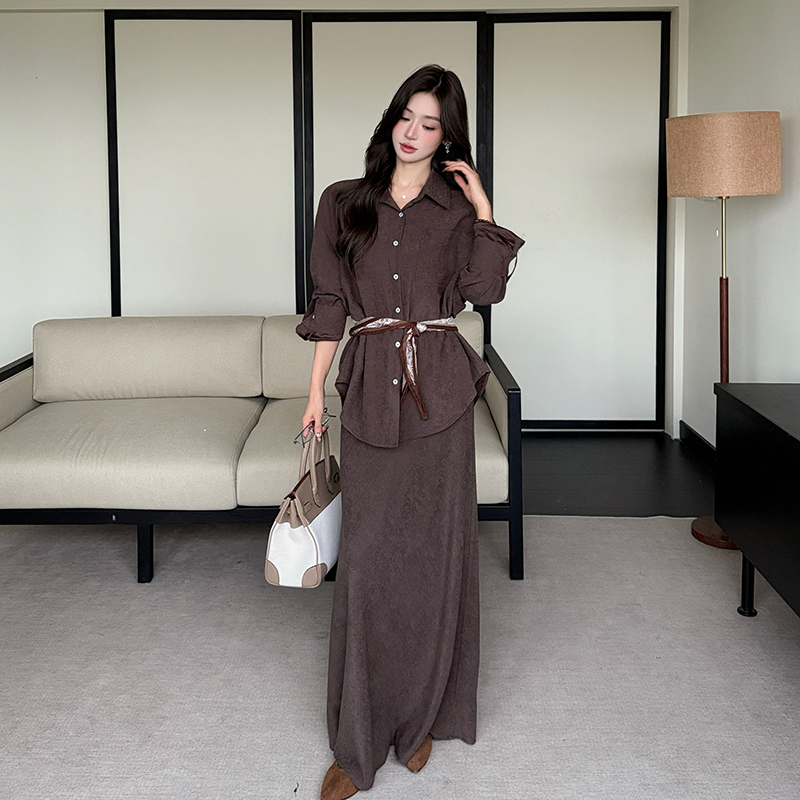 Loose A-line shirt with scarves scarves 3pcs set