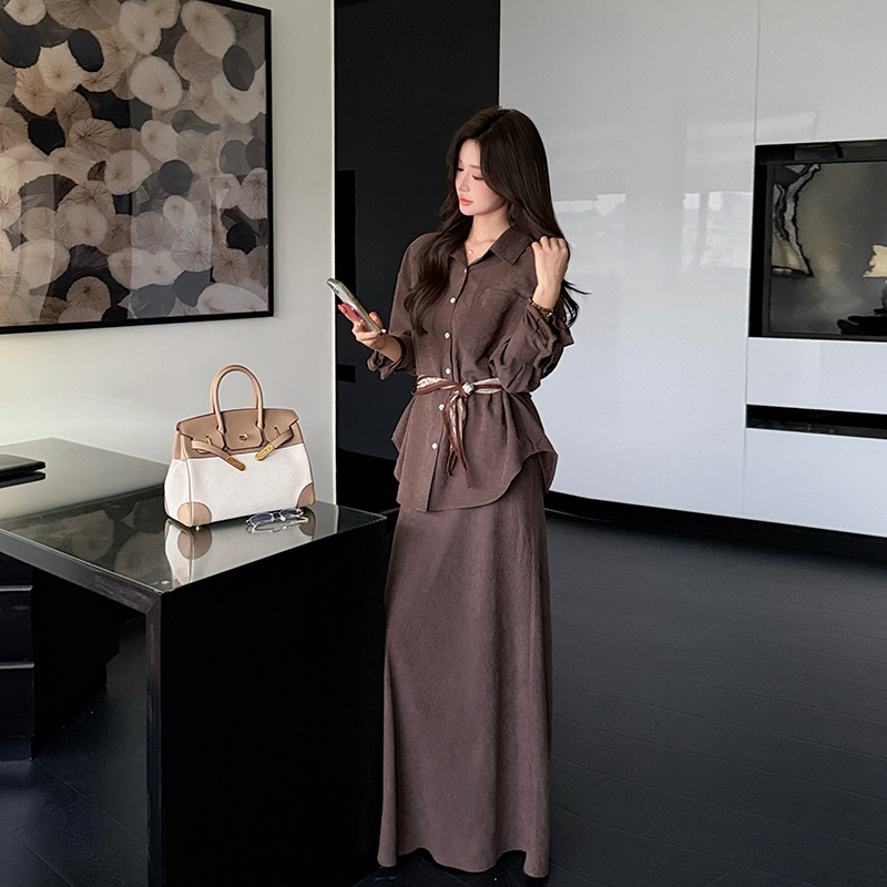 Loose A-line shirt with scarves scarves 3pcs set