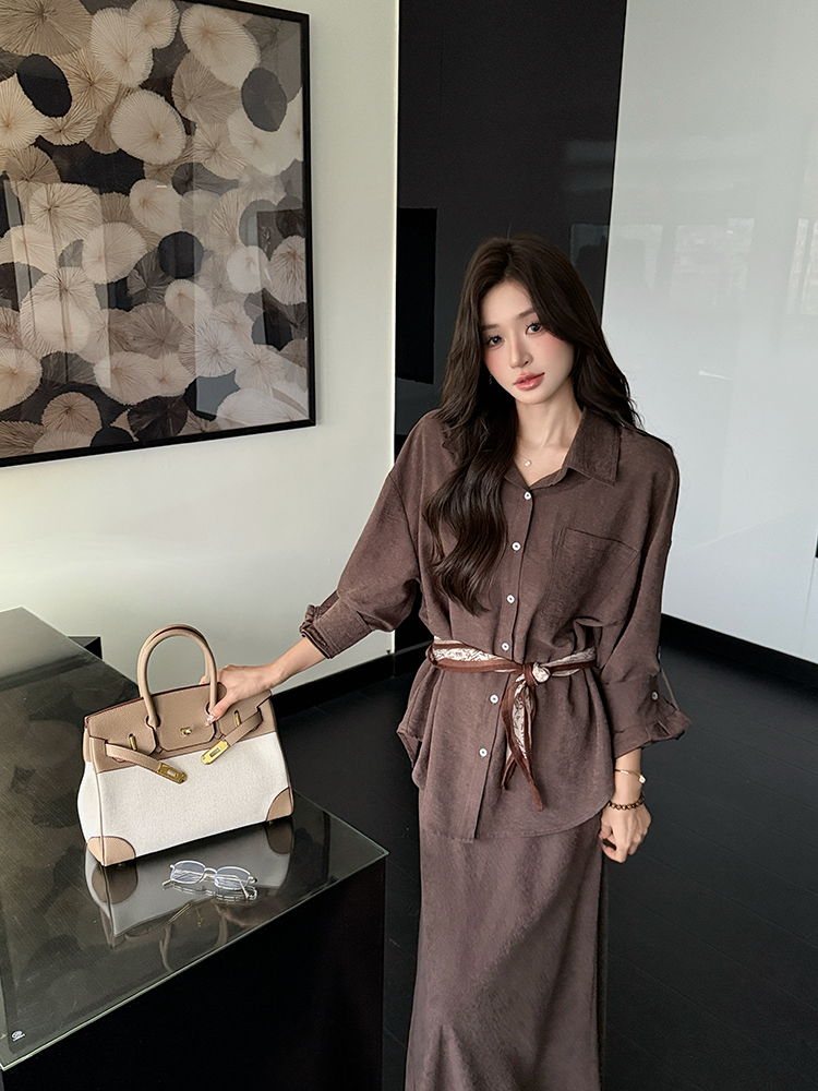 Loose A-line shirt with scarves scarves 3pcs set