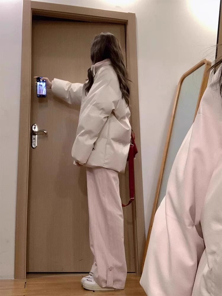 Autumn and winter bread clothing PU cotton coat for women