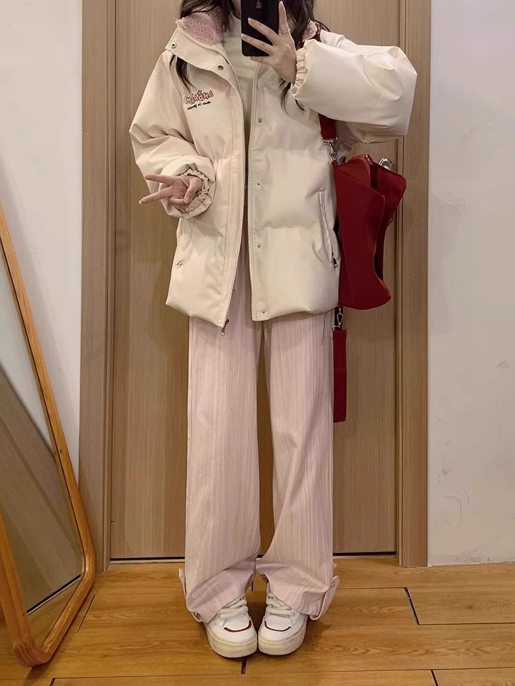 Autumn and winter bread clothing PU cotton coat for women