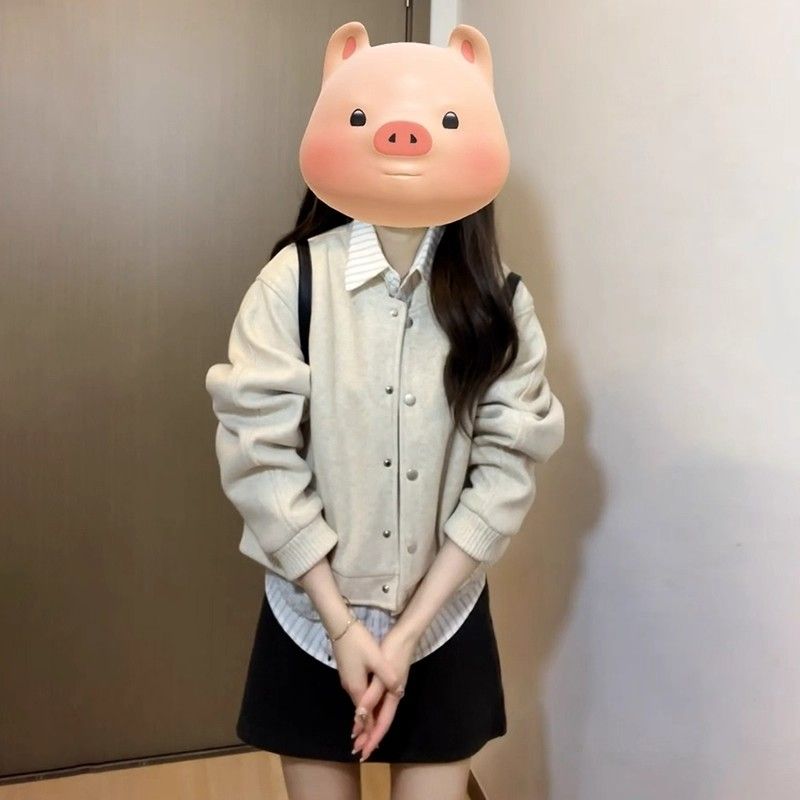 Chanelstyle coat Korean style baseball uniforms for women