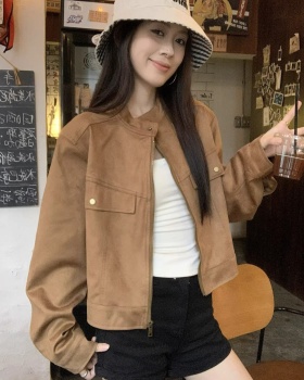 Leather cashmere temperament coat locomotive jacket