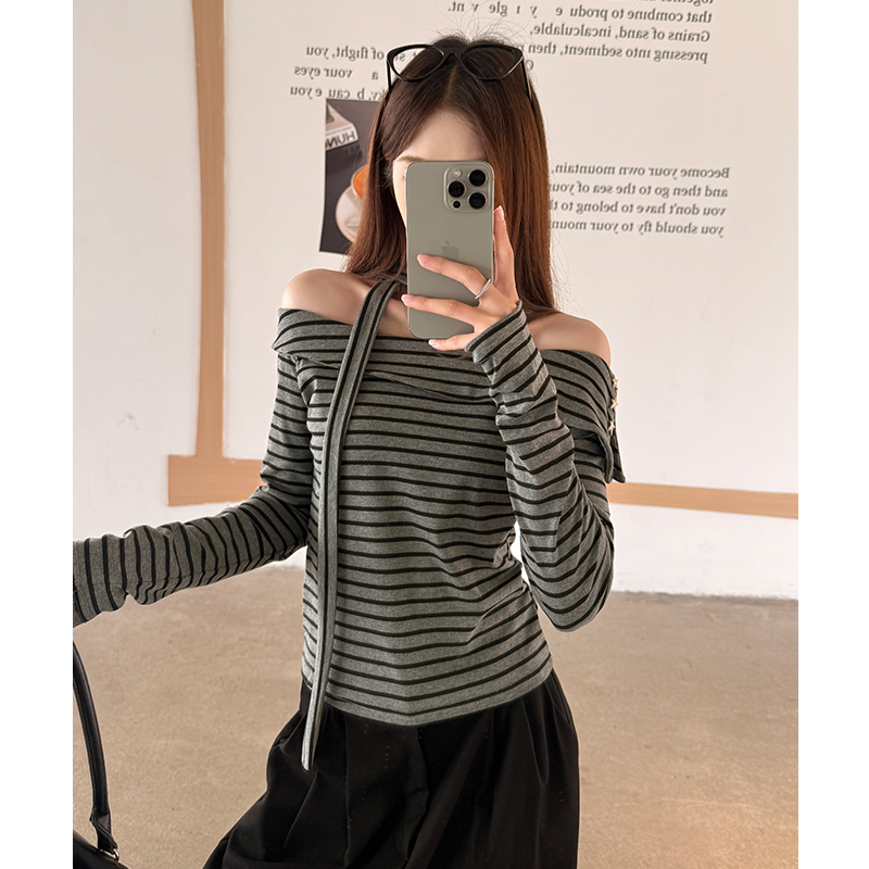 Strapless pinched waist fashion T-shirt bandage slim tops