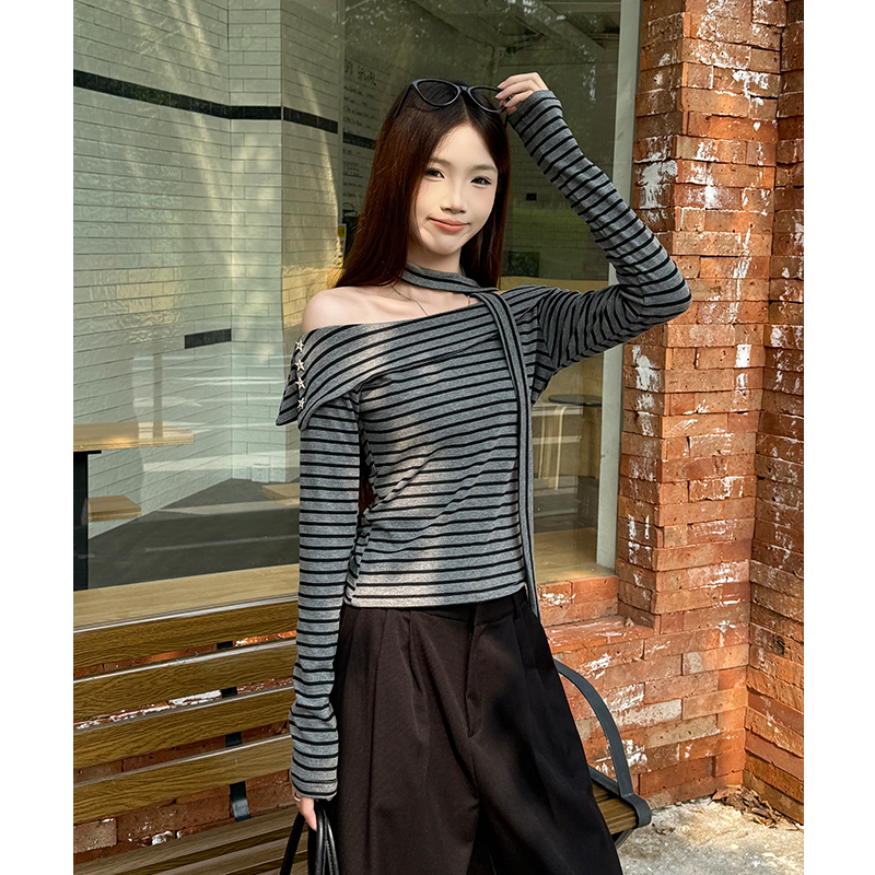 Strapless pinched waist fashion T-shirt bandage slim tops