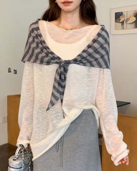 Bottoming long sleeve sweater flat shoulder smock for women