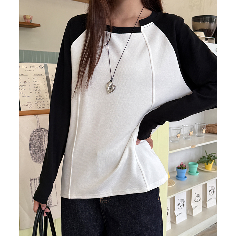Retro loose long sleeve T-shirt raglan sleeve niche autumn tops