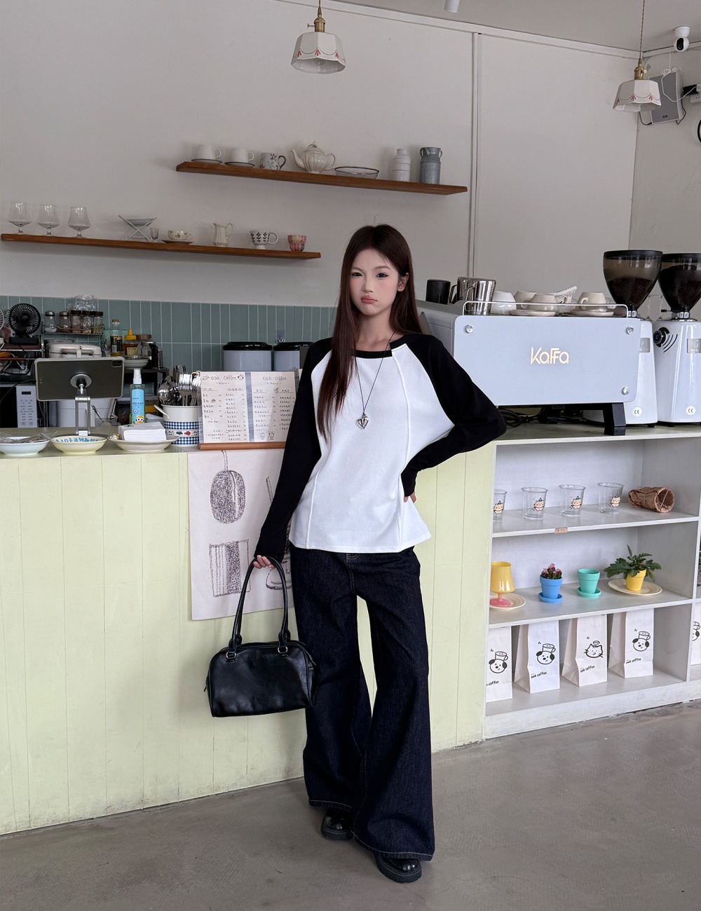 Retro loose long sleeve T-shirt raglan sleeve niche autumn tops