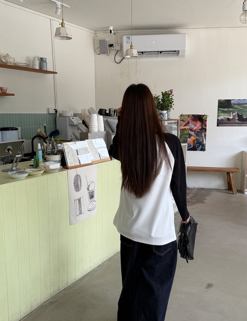 Retro loose long sleeve T-shirt raglan sleeve niche autumn tops