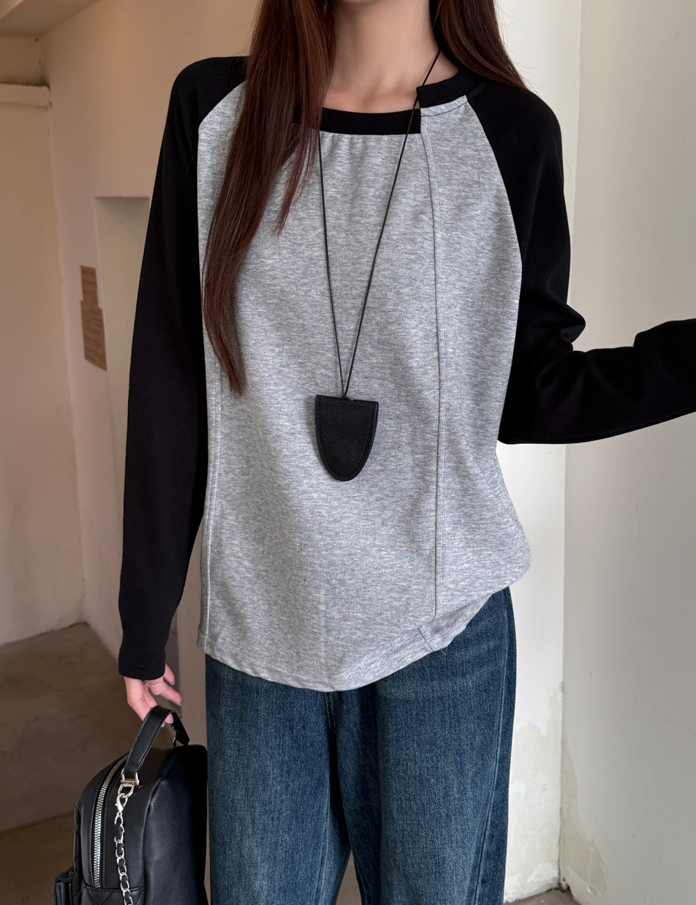 Retro loose long sleeve T-shirt raglan sleeve niche autumn tops