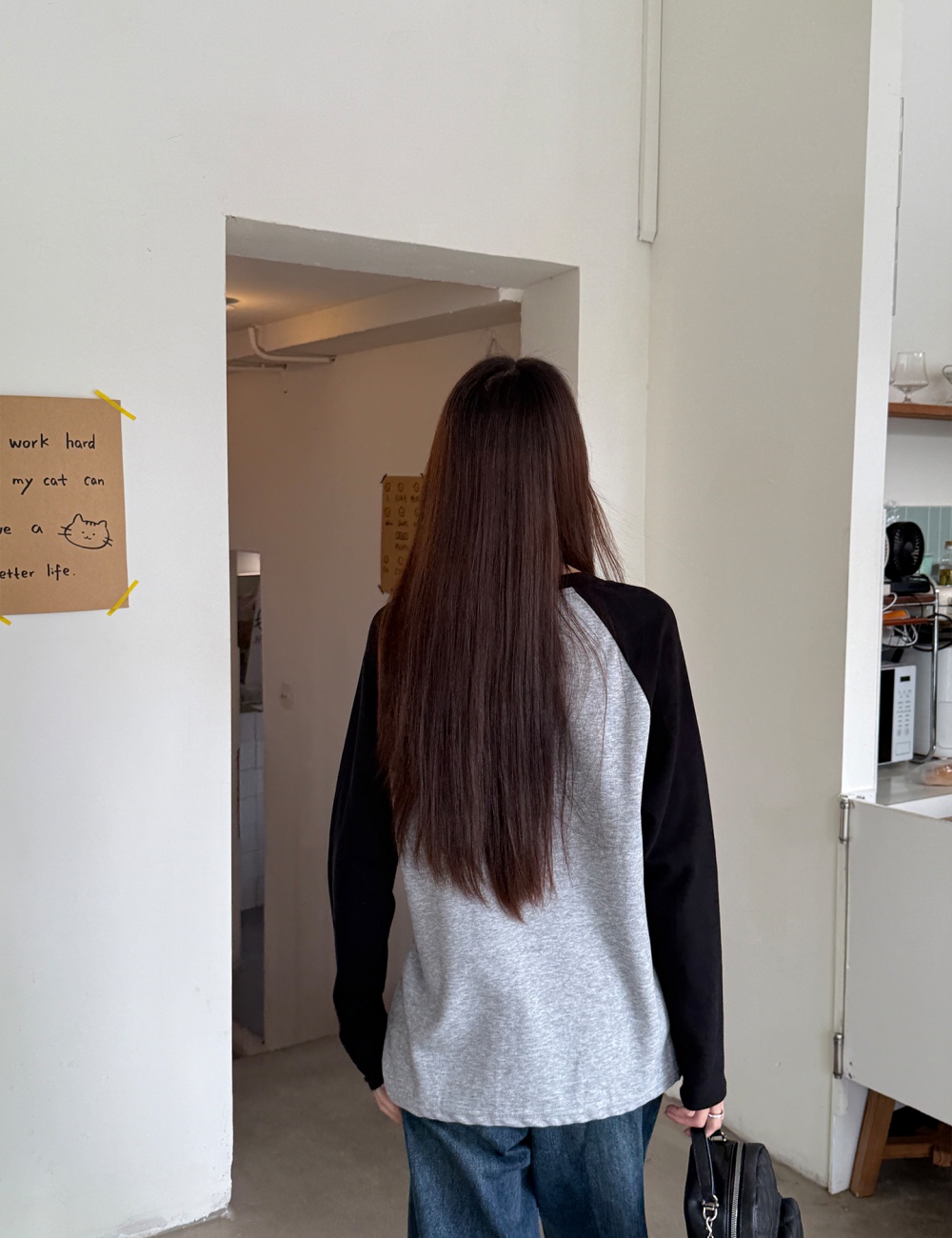 Retro loose long sleeve T-shirt raglan sleeve niche autumn tops