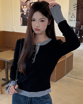 All-match T-shirt Pseudo-two bottoming shirt for women