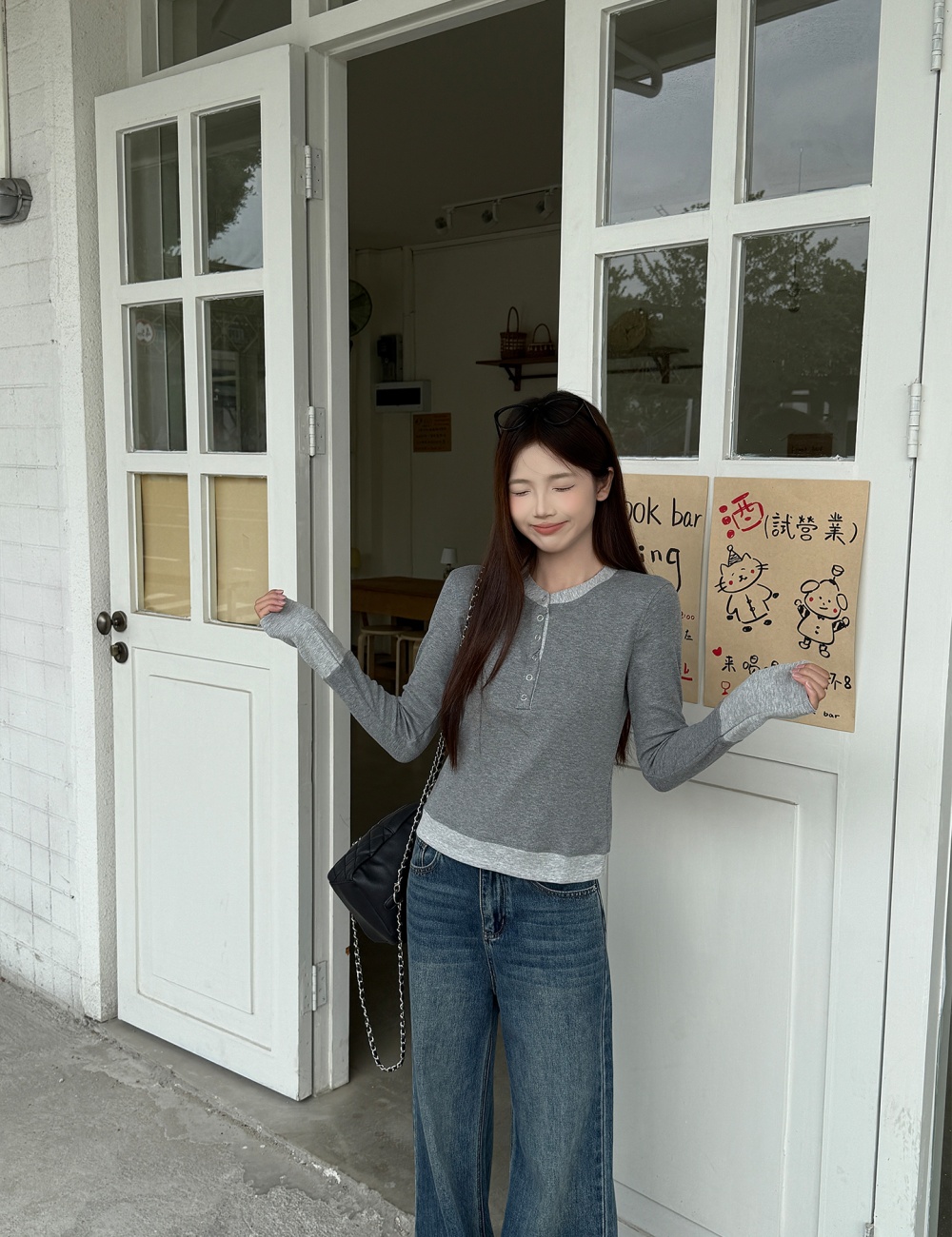 All-match T-shirt Pseudo-two bottoming shirt for women