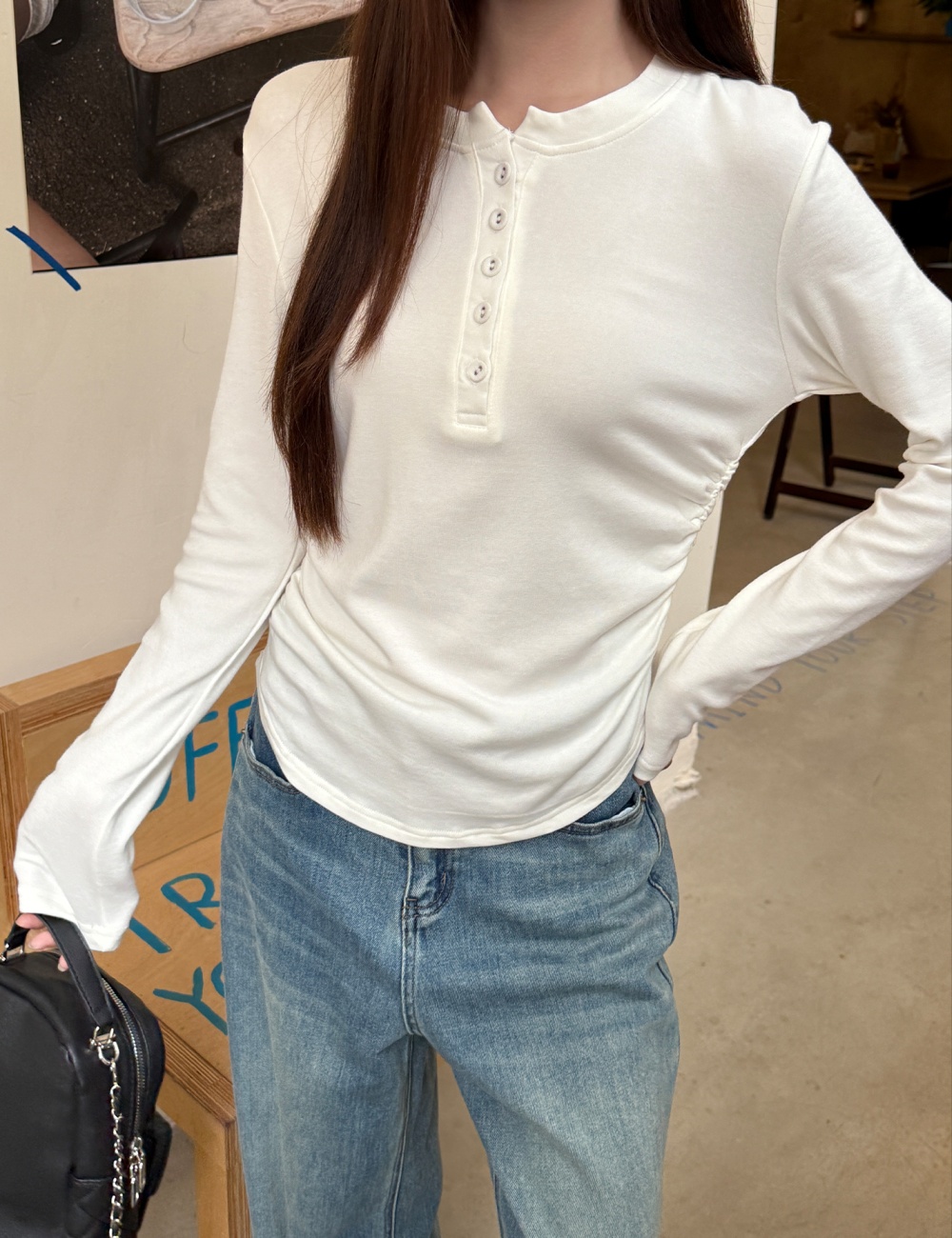 Long sleeve American style T-shirt retro tops for women