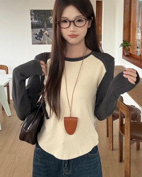 Retro temperament tops American style raglan sleeve T-shirt