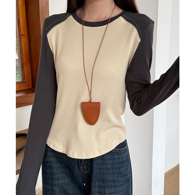 Retro temperament tops American style raglan sleeve T-shirt