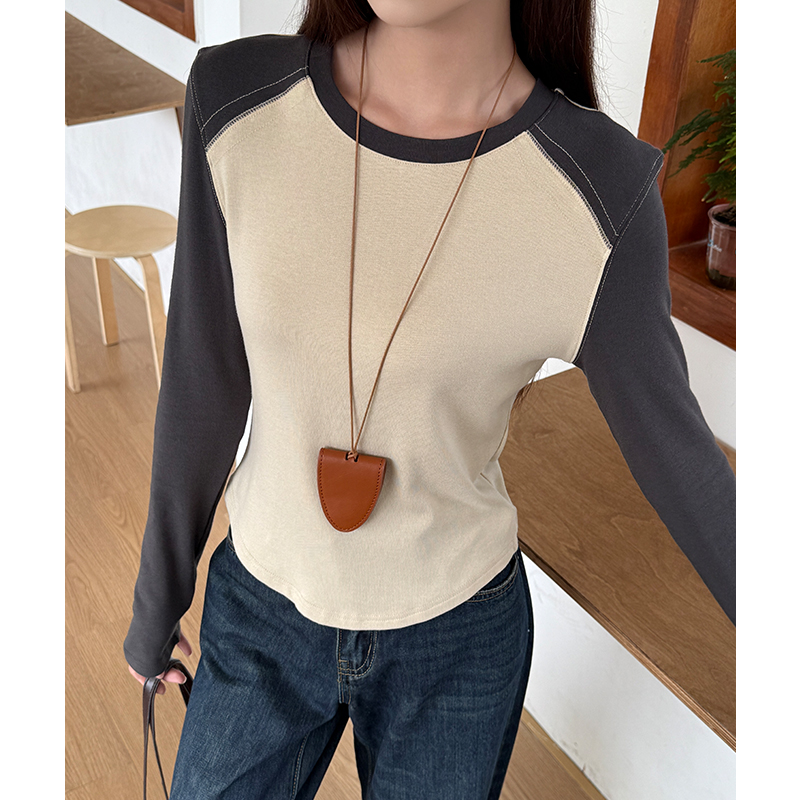 Retro temperament tops American style raglan sleeve T-shirt