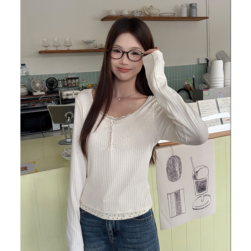 Unique slim T-shirt long sleeve small shirt for women