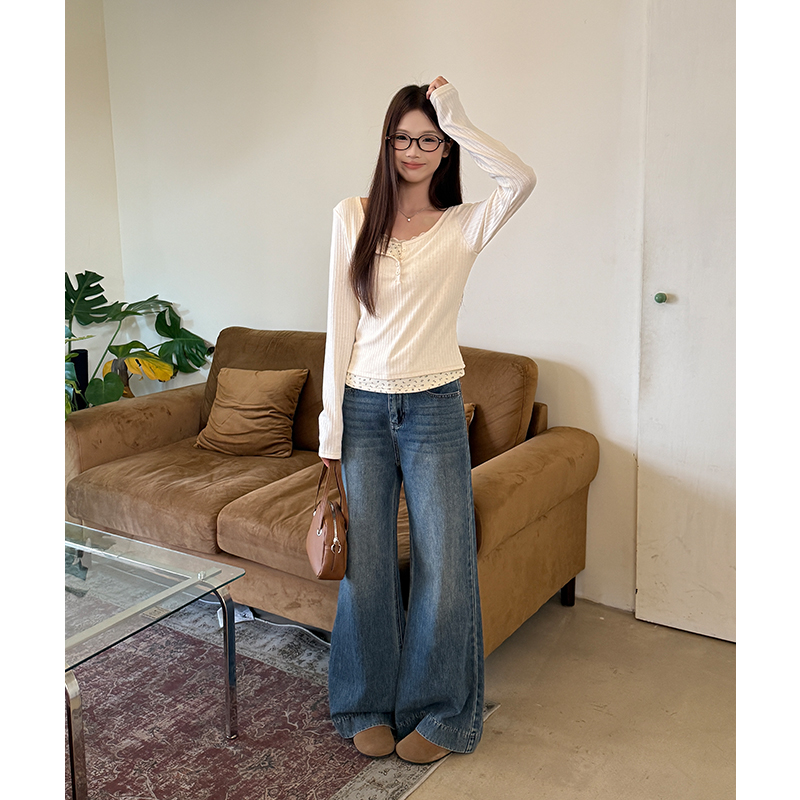 Unique slim T-shirt long sleeve small shirt for women