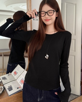 Long sleeve fresh white simple all-match T-shirt