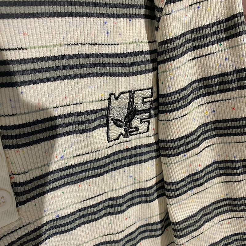 Stripe long sleeve bottoming shirt short tops for women