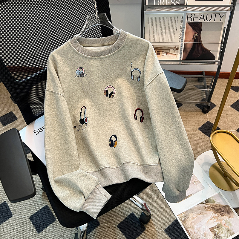 Loose thermal hoodie Korean style large yard tops for women