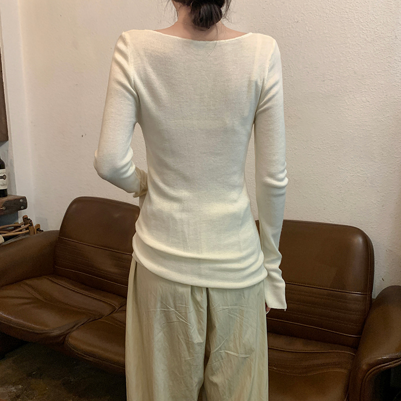 Thermal V-neck tops long sleeve sweater