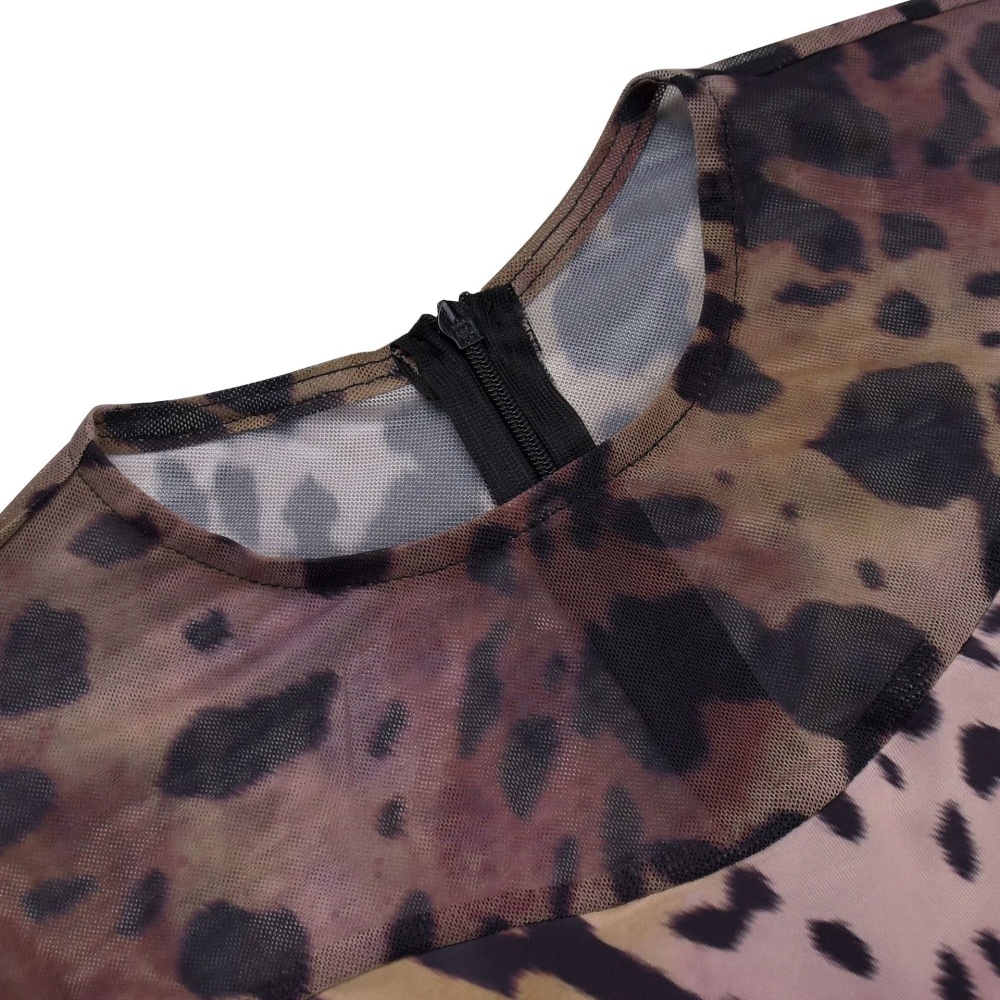 Printing gauze fashion perspective jumpsuit for women