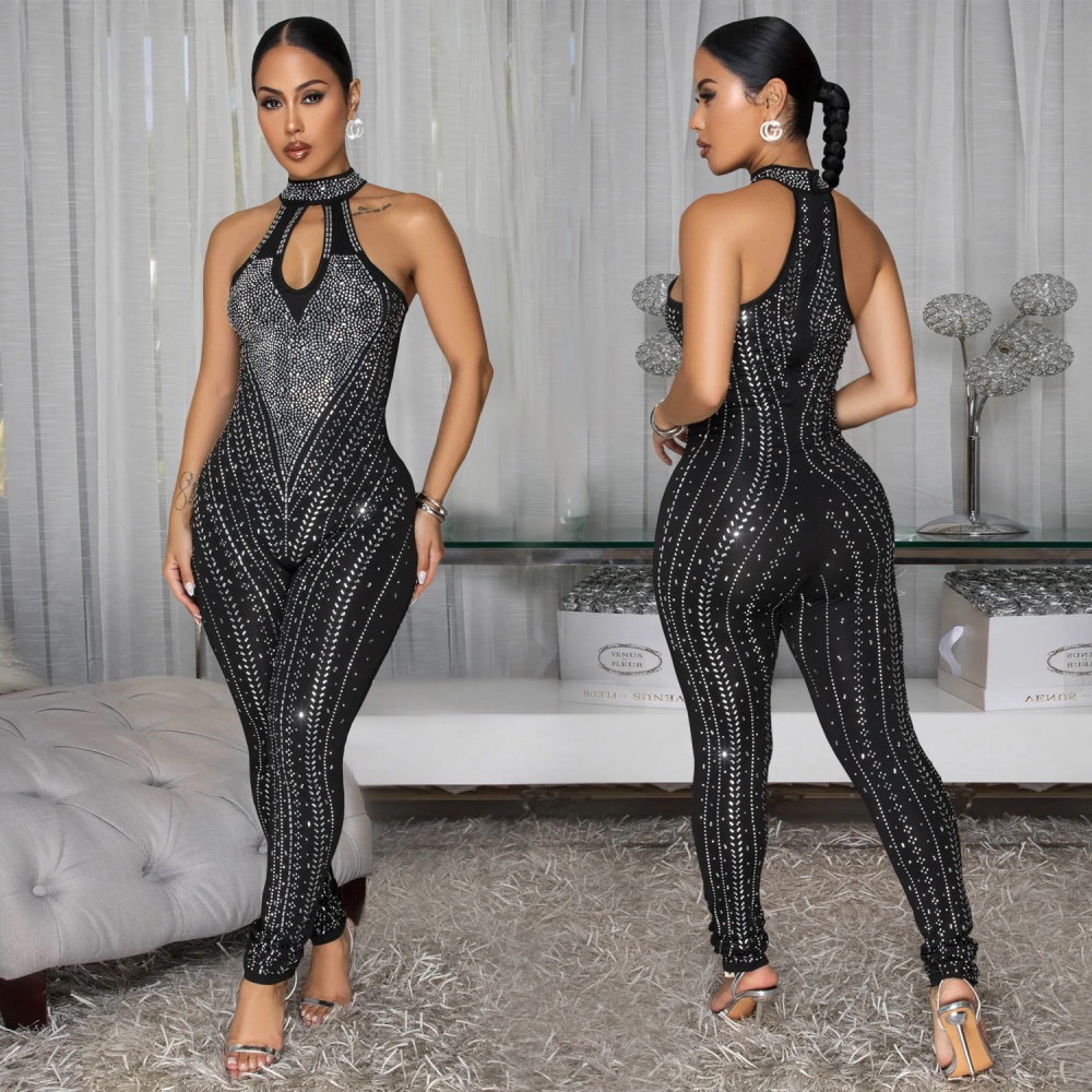 Pure elegant rhinestone European style jumpsuit for women