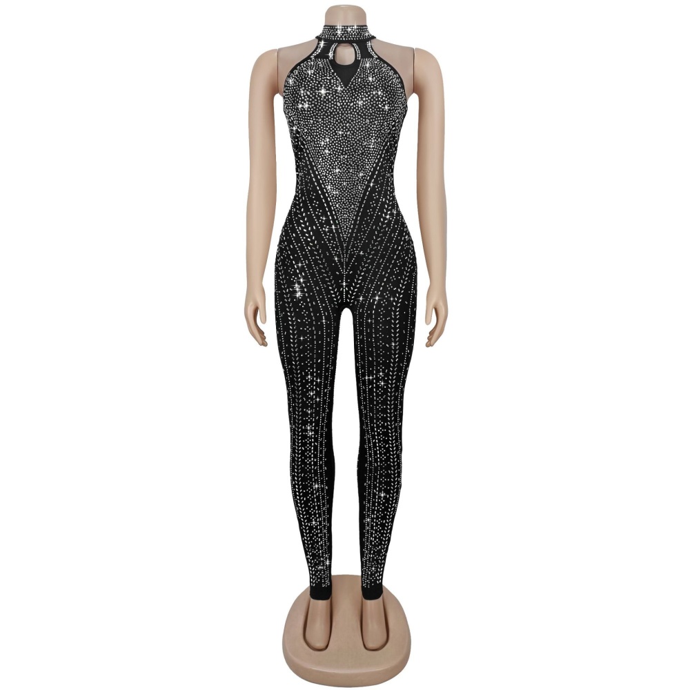 Pure elegant rhinestone European style jumpsuit for women
