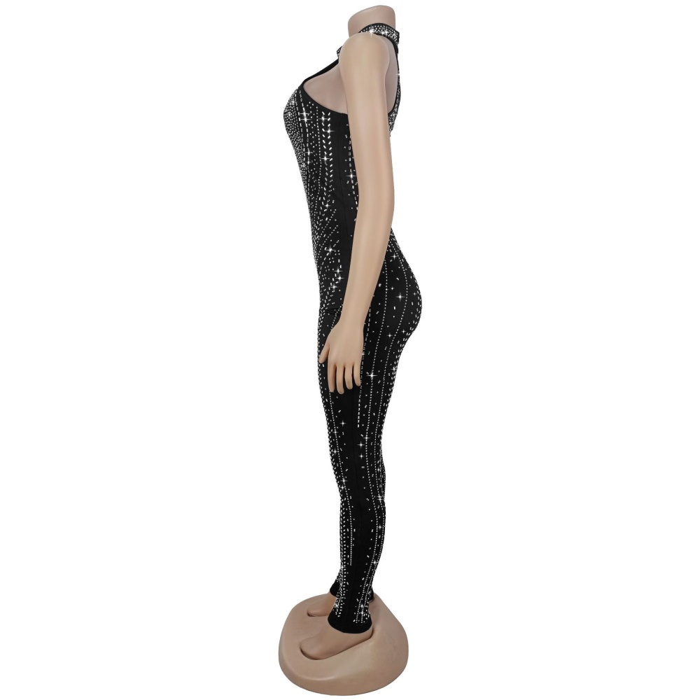 Pure elegant rhinestone European style jumpsuit for women