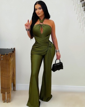 Wide leg European style temperament jumpsuit