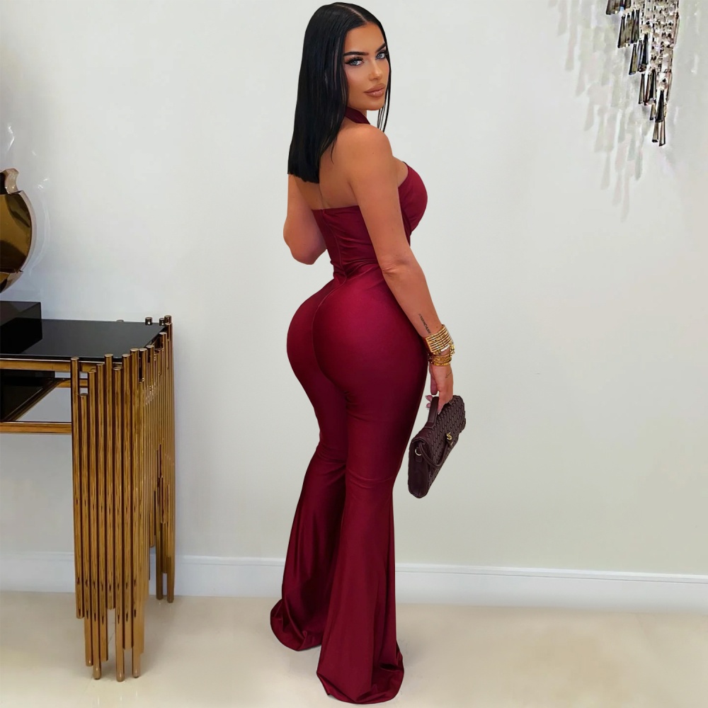 Wide leg European style temperament jumpsuit