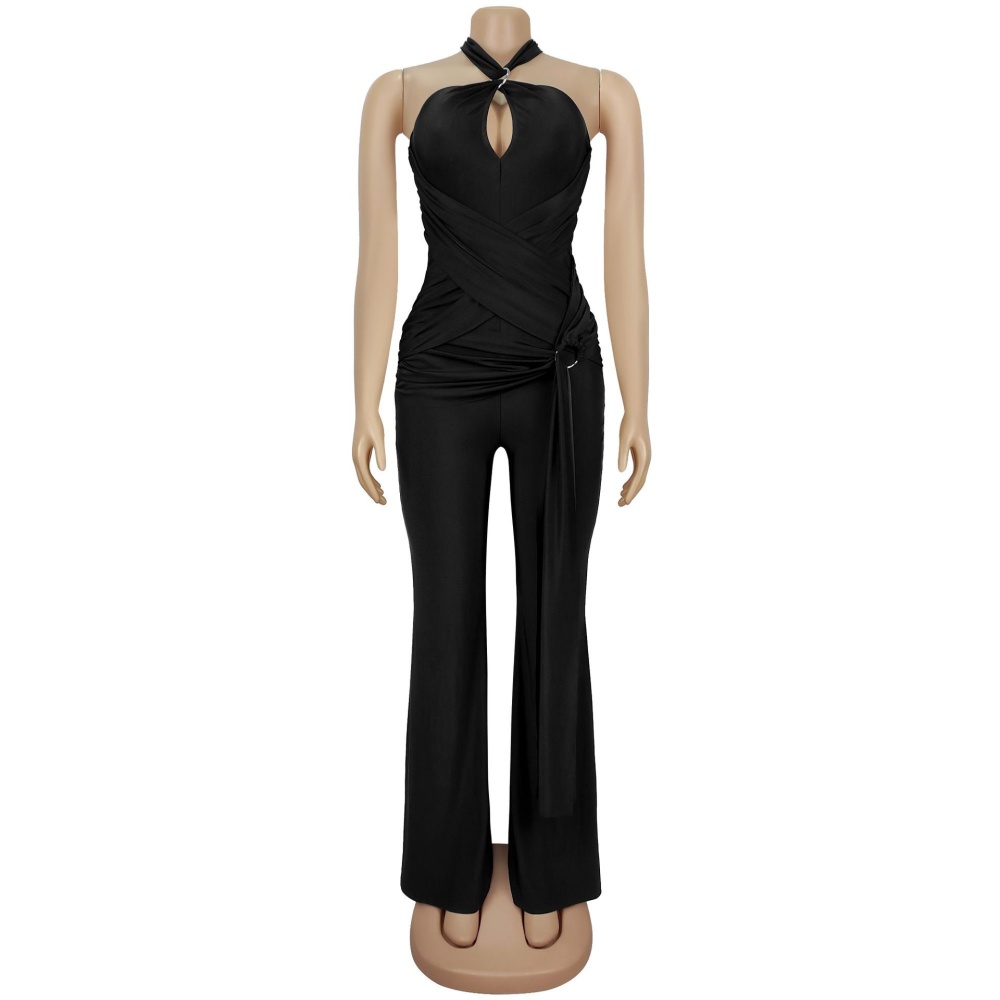 Wide leg European style temperament jumpsuit