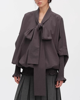 Pure simple lantern sleeve shirt autumn fold tops