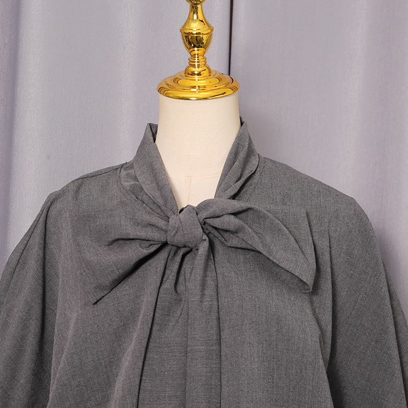 Pure simple lantern sleeve shirt autumn fold tops