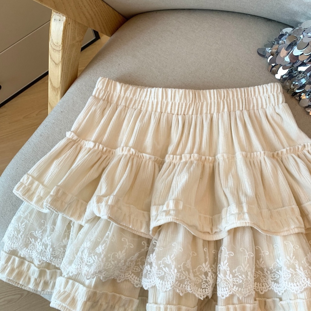 Lace maiden short skirt high waist skirt for women