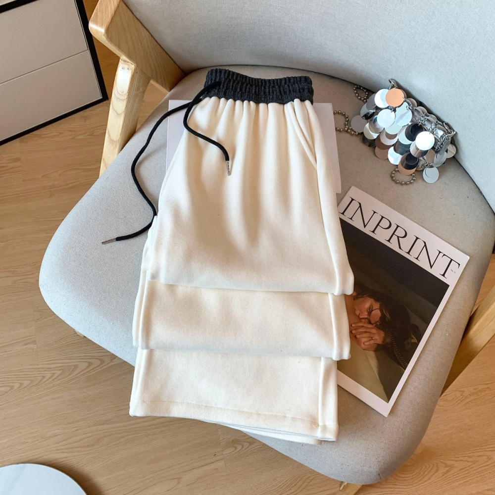 Plus velvet casual pants wide leg pants for women