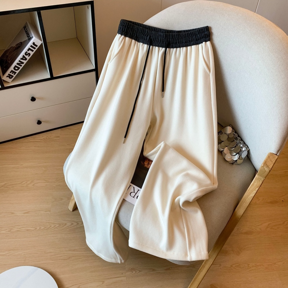 Plus velvet casual pants wide leg pants for women