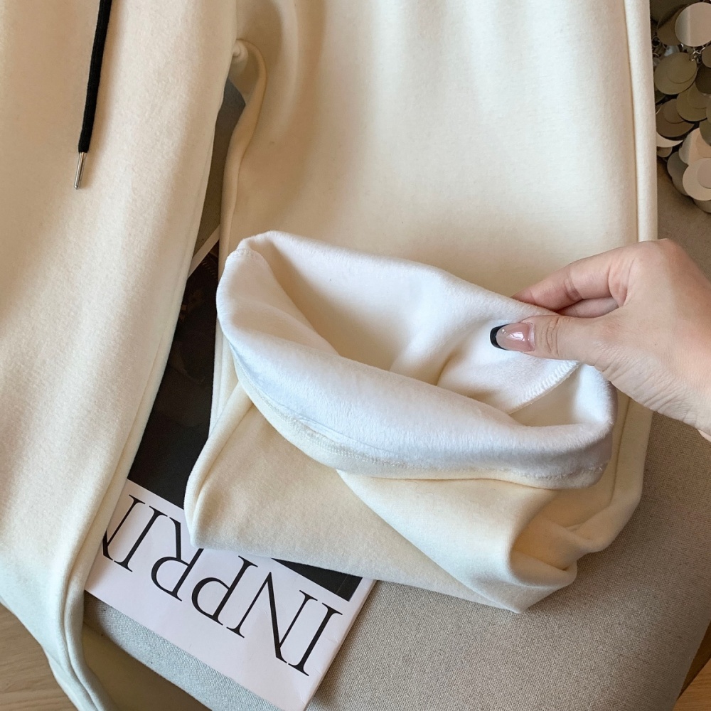 Plus velvet casual pants wide leg pants for women