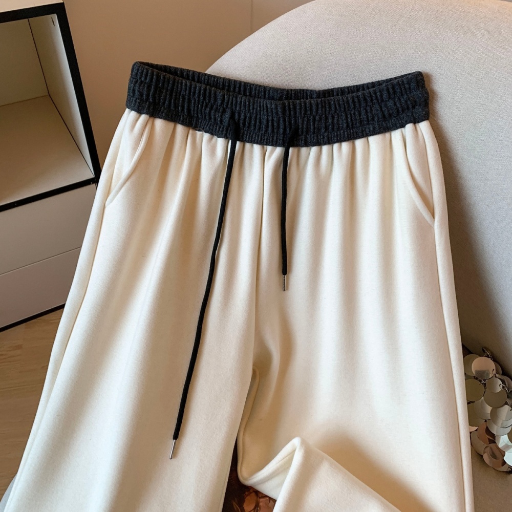 Plus velvet casual pants wide leg pants for women