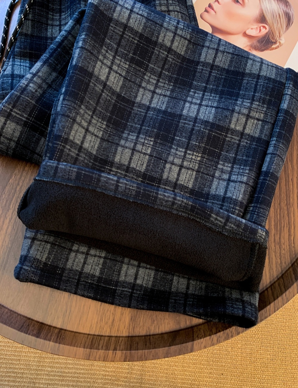 Mixed colors retro wide leg pants lazy plaid pants